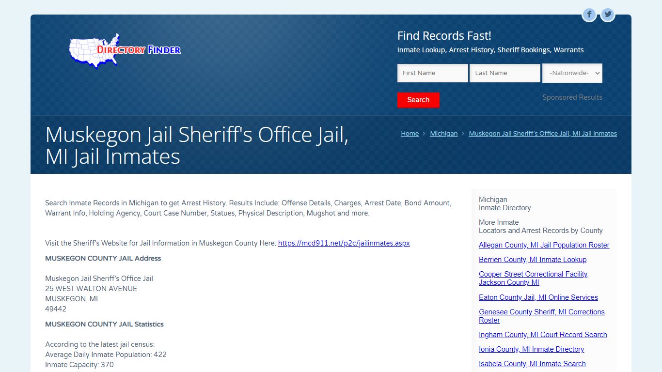 Muskegon Jail Sheriff’s Office Jail, MI Jail Inmates ...